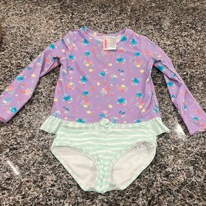 Floral Kids Swim Set - Purple and Green